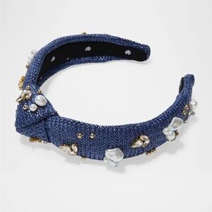 Lele Sadoughi Slim Knotted Raffia Oasis Embellished Headband